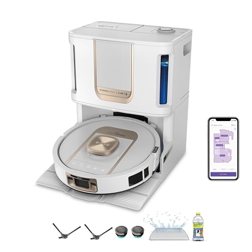 Shark ThermaCharged PowerDetect Wet&Dry, Robot Aspirapolvere Lavapavimenti | Bianco, Rullo Antigrovigli, Lava e Asciuga il Panno, Mappatura/Navigazione 3D, Autopulente, Evita Ostacoli, 3hr, AV2900XEEUWH