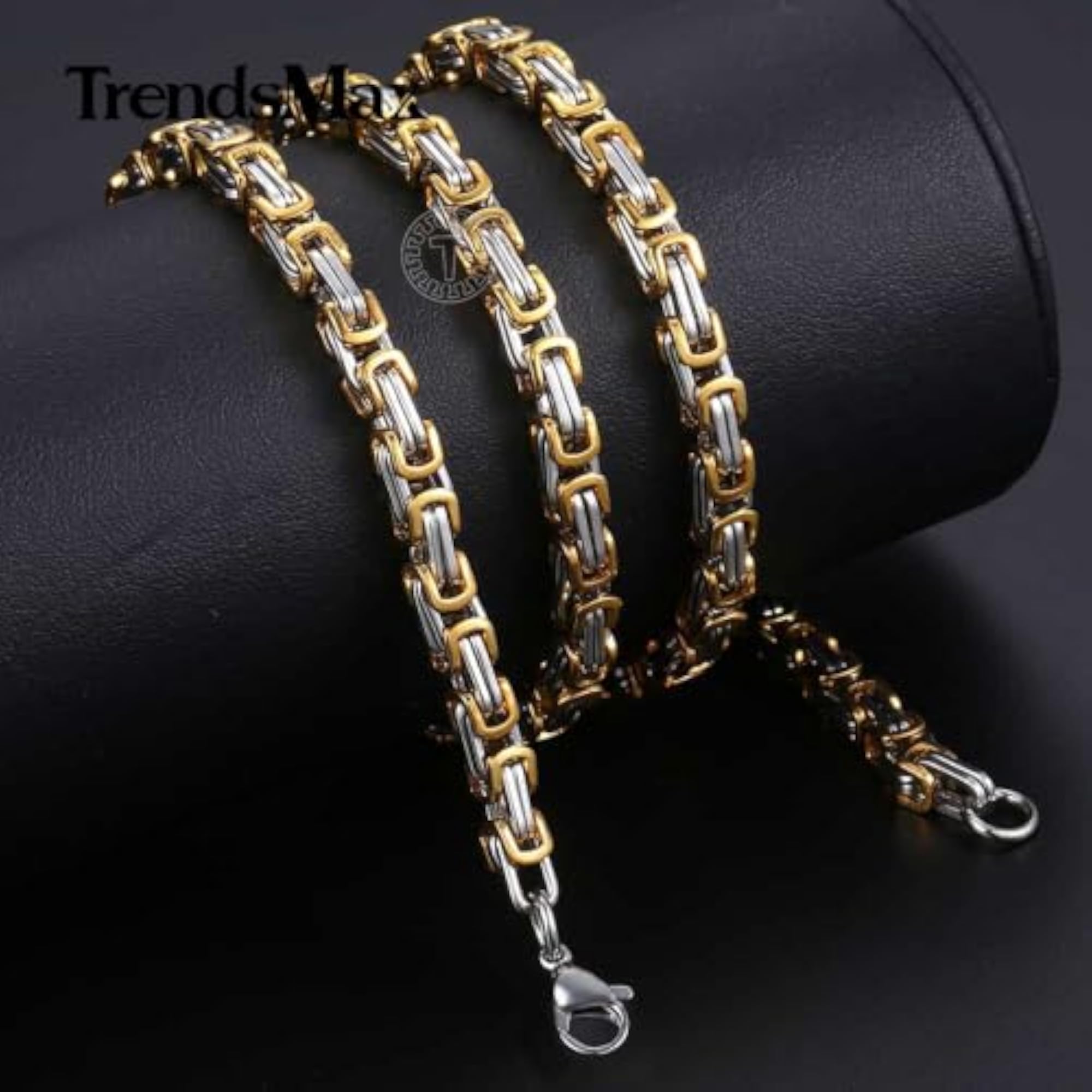 Men's Stylish Gold Chain & Bracelet Combo, Stainless Steel