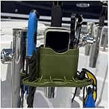 ROBOCUP, (Olive), Holster Universal Phone Holder with Strap Design | Organization Storage Caddy for Boat, Golf Cart and Umbrellas | Securely Holds Fishing Tackle, Marine Gear and Tools