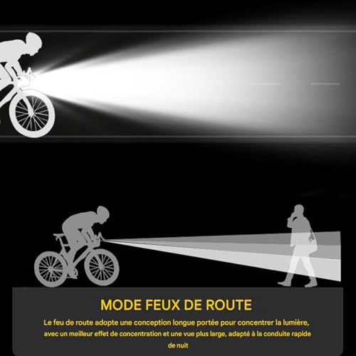 Lumières de vélo pour conduite de nuit et éclairage vélo haute luminosité VTT - 4