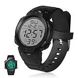 YUEWEESER Mens Digital Sports Watch Women Waterproof Wrist Watches with Large LED Backlight Screen Alarm Date Display for Swimming Training Running Outdoor Indoor Activities