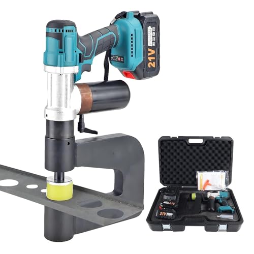 Image of Portable Electric Knockout Hole Cutter Set,Battery Hydraulic Knockout Punch with 6 Molds,Throat Depth 150mm,Punching Diameter 16-32mm