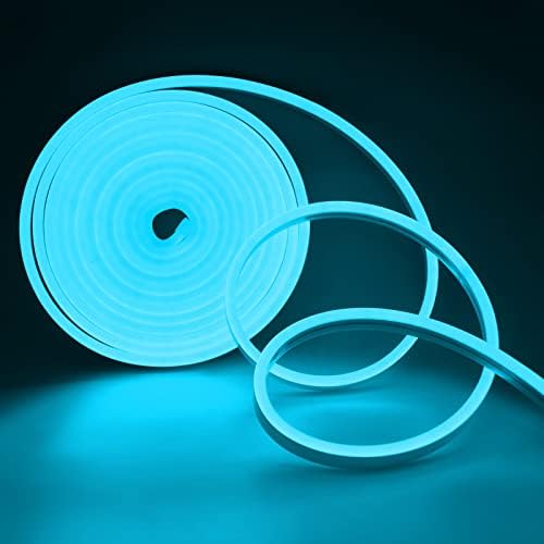 Tayire Neon LED Strip Lights, 16.4ft/5m IP65 Waterproof LED Strip Lights, 12V Flexible Neon LED Strip with 600 SMD 2835 LEDs for Kitchen Bedroom Bar Car Outdoor Home Decor ( No Power Adapter)