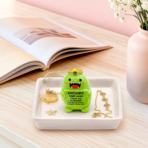 Image of Funny Gift for Aunt Mothers Day Aunt Gifts from Niece Nephew - Auntsaurus Ring Holder for Jewelry Rings Earrings Necklace Bracelets Organizer, Mothers Day Birthday Christmas Gift for Auntie