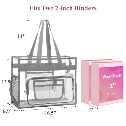 Image of PACKISM Clear Tote Bag for School - Large Heavy Duty Clear Tote for Girls | See Through PVC, Wide Zipper Opening, Front Pocket Keeps Essentials Visible for Students, Class, Work, Daily Carry, Age 12+