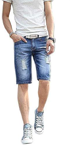 zeki Men's Slim Fit Distressed Denim Shorts-(38)-picture-49
