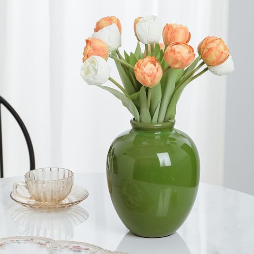 Vase en céramique vert vintage pot fleurs hydroponique table - 5
