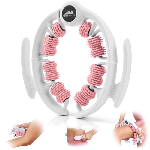 Terrepulse Anti Cellulite Roller & Lymphatic Drainage Massager | Deep Tissue Fascia Blaster & Muscle Roller | Tool for Sore Arms, Legs, Shoulders, Stomach & Buttocks (Pink)
