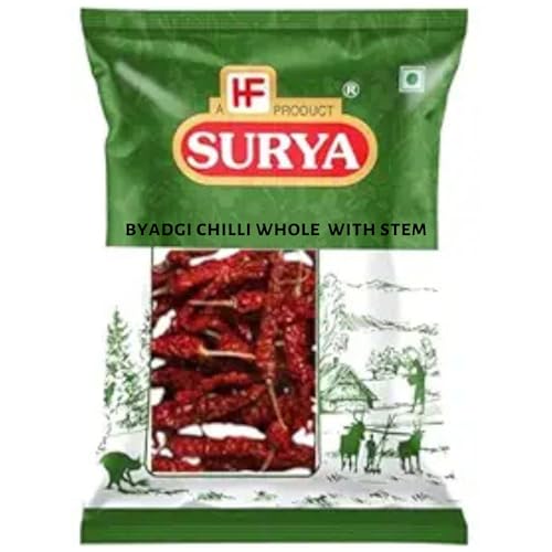 HF, Surya Byadagi Chilli Whole With Stem 200g Specialty Chilly 100% Natural Dry Red Chilli Red Chillies Whole
