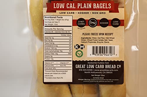 Great Low Carb Plain Bagels 65 Calorie Version 2 Bags