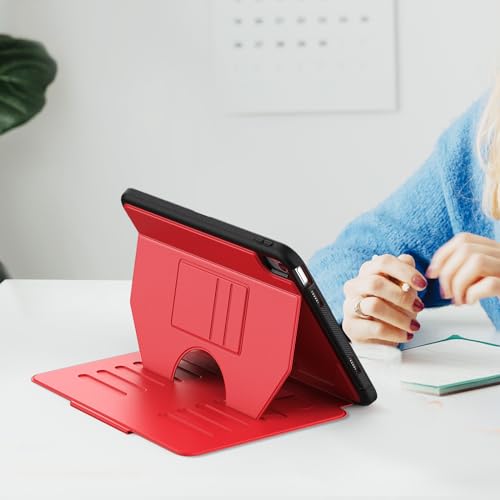 Image of ProElite Cover Case for Apple iPad (A16) 11th /10th Gen (2025 /2022) Case, Smart Magnetic Shockproof Protective Case with 5 Stable Stands with Pencil Holder for Apple iPad 11th /10th Gen, Red