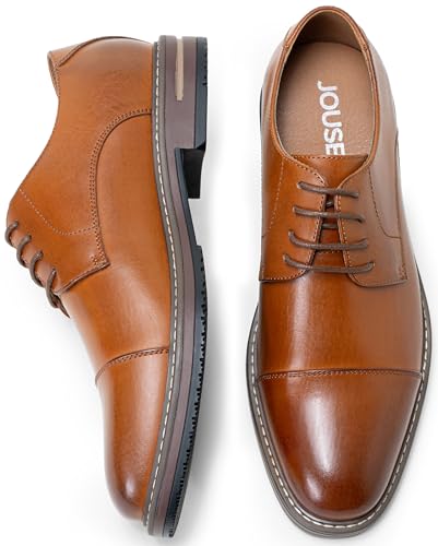 Image of Jousen Men's Dress Shoes Cap Toe Formal Oxfords for Men Business Lace Up Casual Comfortable Shoes