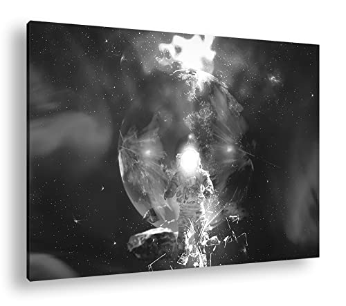 Toile astronaute perdu 90x60 cm tableau noir et blanc deyoli monté sur châssis en bois