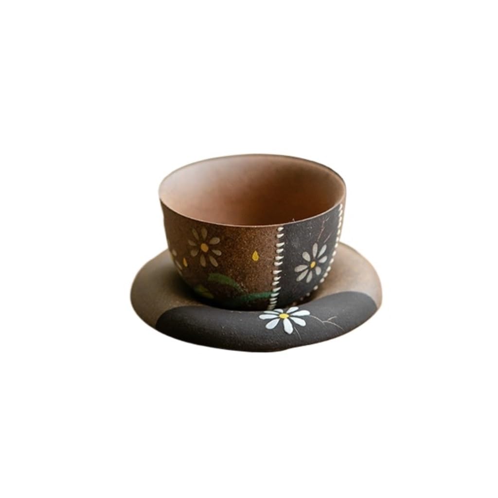 LAPADULA Infusore per il Tè Tazza da tè in gres creativo Tazza da tè in ceramica Kung Fu Tazza da caffè retrò con sottobicchiere Tazze da Tè