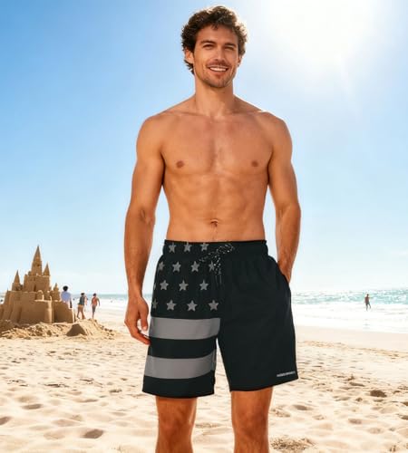Image of HODOSPORTS Mens 7 inch Swim Trunks with Compression Liner S-6XL Quick Dry Swimming Shorts Zipper Pockets Swimsuits