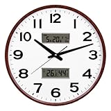 Orologio da parete digitale – grande display LCD con umidità | calendario perpetuo, ora esatta, moderno orologio da parete decorativo per camera da letto, bagno, soggiorno, ufficio, cucina, interno