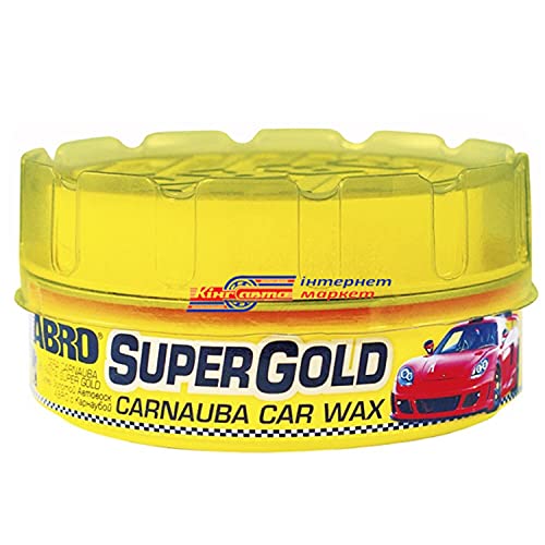 ABRO Super Gold Carnauba Car Wax – Carnauba Wax for Long-Lasting Protection & High Gloss Shine, Car Wax Paste for Cars, Motorcycles, Boats, Safe on All Paint Finishes, Auto Wax, Includes Sponge, 8 oz