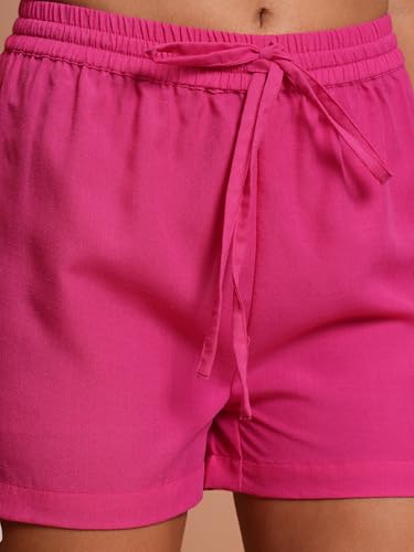 Image of Tokyo Talkies Elegant Bishop Sleeve Shirt & Shorts Co-ord Set | Chic & Effortless | Perfect for Casual & Semi-Formal Looks | Women Co-Ord Set | Co ord set for women