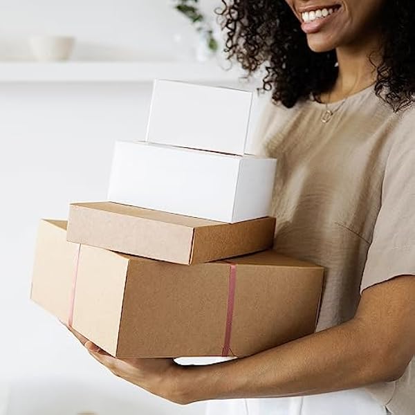 Famagic 9x6x2 kleine verzenddozen - 25 stuks bruine golfkarton mailer dozen voor kleine bedrijven, postdozen voor verpakking, bulk