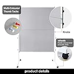 Cork Felt Bulletin Board (Gray) on Wheels, 60 x 48 Inchse Large Reversible Notice Board, Aluminum Frame Double-Sided Foldable, Cork Board for Classrom - Image 5