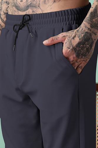 Image of SWADESI STUFF Men Mid-Rise Straight Fit Track Pants for Men | Stretchable Gym Wear Joggers | Casual Sports Track Pant with Pockets & Drawstring
