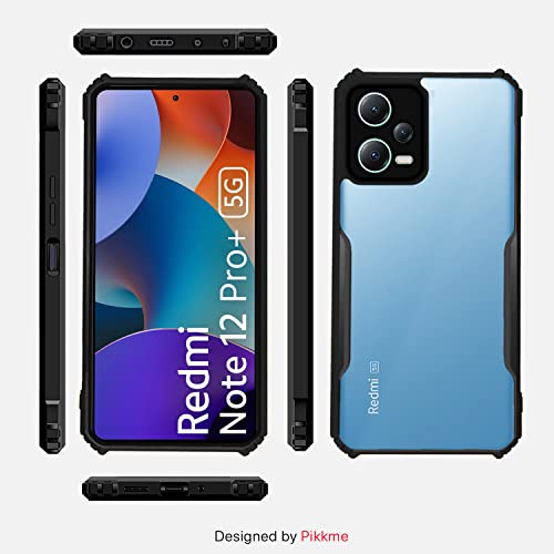 Image of Pikkme Redmi Note 12 Pro Plus 5G Back Cover | Crystal Clear Transparent Back | Ultra Hybrid | Full Camera Protection | Raised Edge | Bumper Back Case (Black)