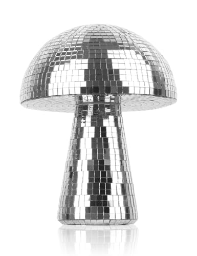 Oversevenls Boule à Facettes Champignon 15 × 18 cm – Boule Disco Miroir pour Fêtes, DJ, Mariage & Décoration Maison (Argentée)