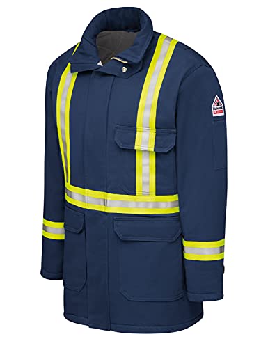Bulwark Flame Resistant 7 oz Cotton/Nylon Excel FR ComforTouch Regular Deluxe Parka with Fully Insulated Stand-up Collar,Navy4