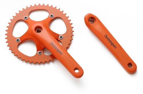 Retrospec Bicycles Fixed-Gear Crank Single-Speed Road Bicycle Forged Crankset, Orange, 44T