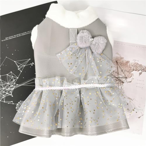 Vestido térmico grosso leve respirável com laço para cães: confortável e à prova de frio, roupa clás