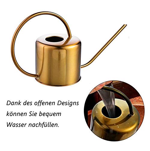 Konewka do podlewania, ze stali nierdzewnej, metalowa, 1300 ml, z długą szyjką, dla rodziny, biura, do roślin doniczkowych, bonsai, 1,3 l