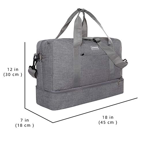 Gym Bag Shoes Compartment Shoulder Bag Travel Duffel Bag Swim Bag for Women and Men (Gray XL)