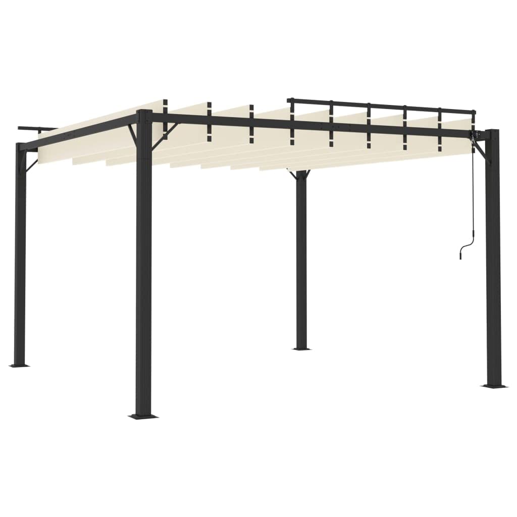 Pergola avec toit à lamelles, 3 x 3 m, tissu crème et aluminium, imperméable, réglable, tente de jardin, protection solaire, protection contre la pluie, auvent extérieur pour terrasse, balcon