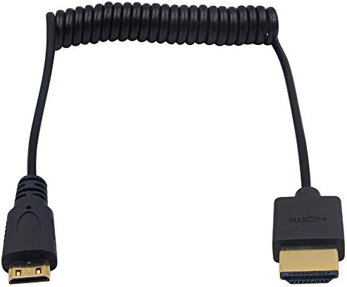 Duttek 4K Mini HDMI to HDMI Coiled Cable 1FT-4FT, Ultra-Thin HDMI to Mini HDMI Cable Support 4K Ultra HD, 1080p, 3D,for Projector, Monitor, Camcorder