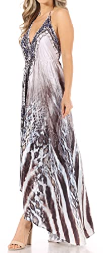 Image of Sakkas Lizi Womens Maxi High-Low Halter Handkerchief Long Dress Beach Party