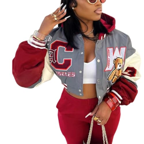 Glitrandi Womens Varsity Jacket Fashion Hoodies Lightweight Graphic Jacket for 2025