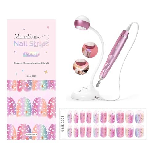 MelodySusie Semi Cured Gel Nail Strips -20 PCS Summer Gel