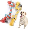 LUCKITTY 2 Pack 157 Inch Dog Rope Toys for Large Aggressive Chewers Heavy Duty Indestructible Dog Chew Toys Teeth Cleaning Yellow Orange