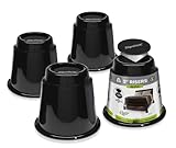 Slipstick CB671 5 Inch Bed Risers/Furniture Raisers with Steel Reinforced Holder Top, Lifts Height 5' (4 Pack) Supports 2,640 Pounds, Round, Black, Stackable with CB674 & CB672