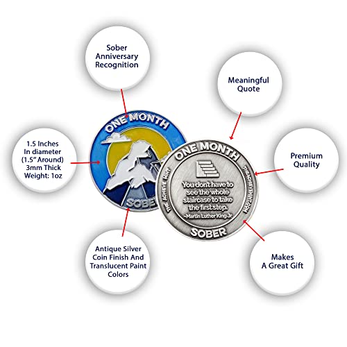 Image of The Achieve Mint 1 Month Sober Token | One Month Sobriety Chip | Non-AA, Non-Religious Medallions for Men and Women Celebrating Sobriety