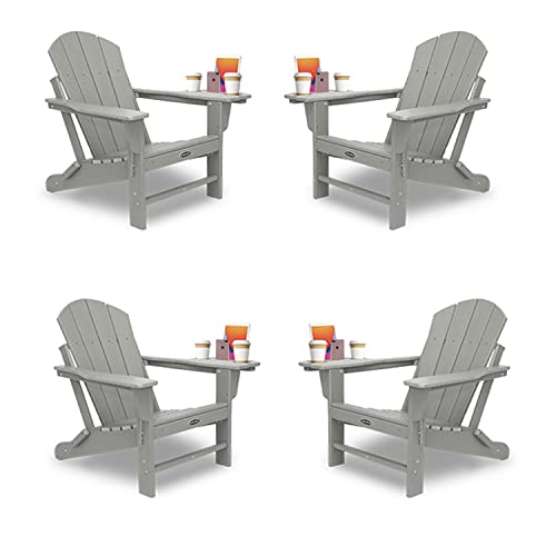 Foowin Adirondack Chair Set Of 4, Lounge Chair W/4 In 1 Cup Holder Trays, Folding Patio Chairs Weather Resistant, Fire Pit Chair For Deck, Garden, Backyard & Lawn Furniture (Set Of 4, Grey) #TOP20