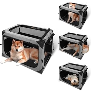 Dog Crate,36x25x25 Inch Large Dog Crate for Large or Medium Dogs, Portable and Foldable Design of Dog Cage, Perfect for Travel or Home Use, Dog Kennel with 3-Door and Durable Mesh Windows, Grey Dog Crate36x25x25 Inch Large Dog Crate for Large or Medium Dogs Portable and Foldable Design of Dog Cage Perfect for Travel or Home Use Dog Kennel with 3 Door and Durable Mesh Windows Grey