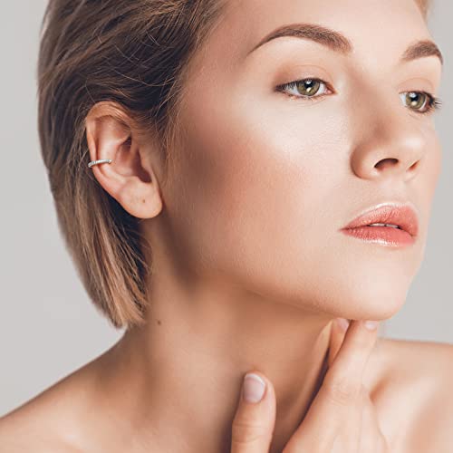 Dalaran 925 Sterling Silver Cubic Zirconia Ear Cuffs For Non Pierced Ears Women Hypoallergenic Sparkling Round Huggie Cartilage Earring Jewelry Gifts #TOP4