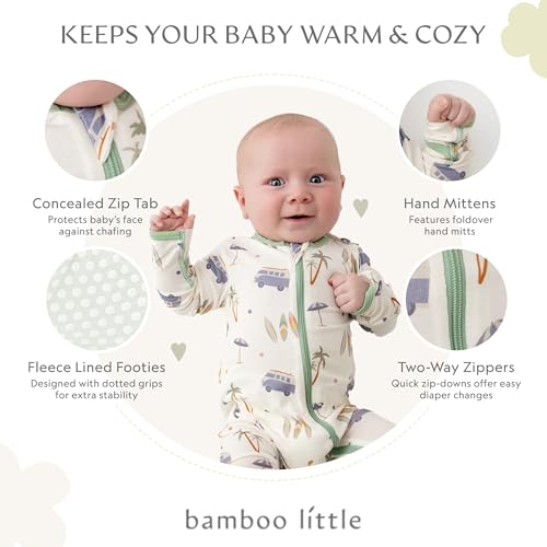 Image of Bamboo Little Soft Baby Footie Pajamas, Baby Clothes, Newborn Sleepers, 95% Viscose and 5% Spandex, 0-24 Months
