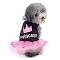 Ranphy Small Dog Cat Skirt Chihuahua Clothes for Girls Crown Princess Dress Puppy Shirt Summer,Pink and White L