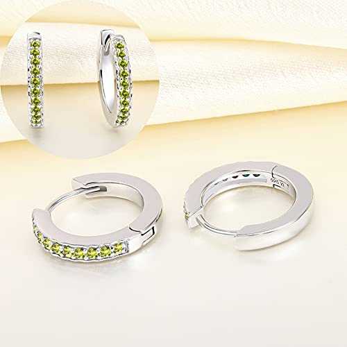 Yl Huggie Earrings 925 Sterling Silver Hoop Earring 18K White Gold Plated Round Created Peridot Halo Jewelry #TOP4