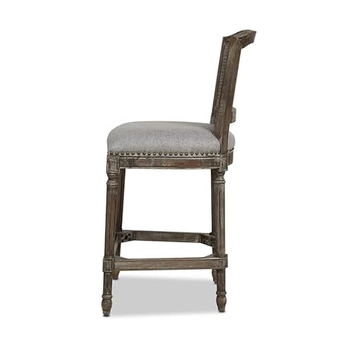 Jennifer Taylor Home Triomphe Rattan Wicker High Back Armless Counter Bar Stool, Dark Heathered Grey Linen #TOP4