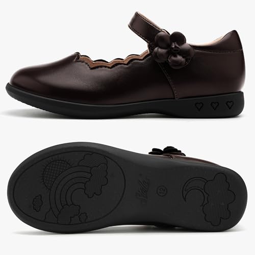 Stelle School Shoes for Girls Mary Jane Church Flats (Little/Big Kids)(Brown,3ML) by Stelle - Image 5