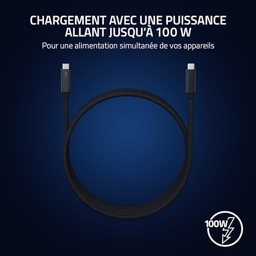 Razer Thunderbolt 4 Câble (2.0 Meter) - Jusqu’à 40 gigabits par seconde, Résolutions allant jusqu’à 8K | Noir