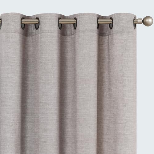 jinchan Linen Grey Curtains 72 Inch Long for Living Room Bedroom Farmhouse Grommet Top Light Filtering Window Drapes 50x72 Gray 2 Panels